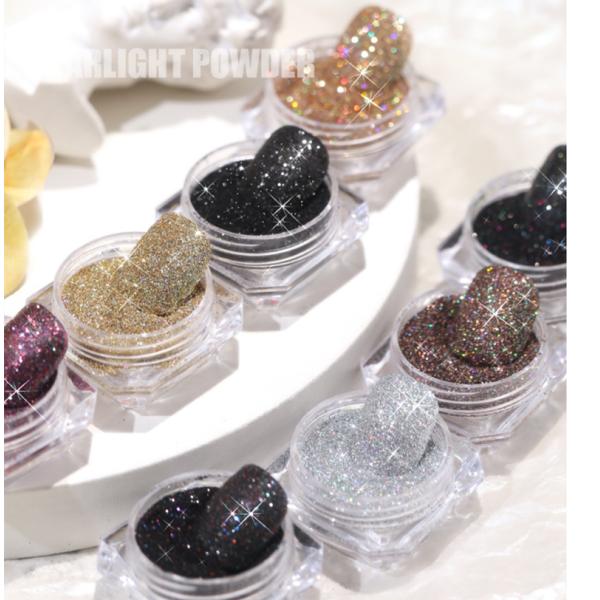 ダイヤモンド ネイルパウダー ネイルアート フラッシュパウダー ラメ グリッター ゴールド シルバー キラキラ グリッターパウダー ネイルパーツ ジェルネイル