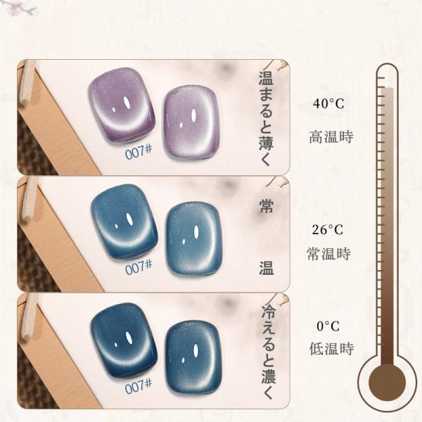 温度変化 ジェルネイル マグネットジェル 温変カラージェル 16色 発色長持ち UV/LEDライト対応 ネイルアート用 温度で色が変わる