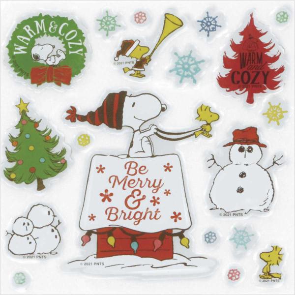 大人気のスヌーピーアイテムで楽しいクリスマスを演出。●素材／熱可塑性ポリマー●サイズ／台紙：20×20cm●特記事項／片面