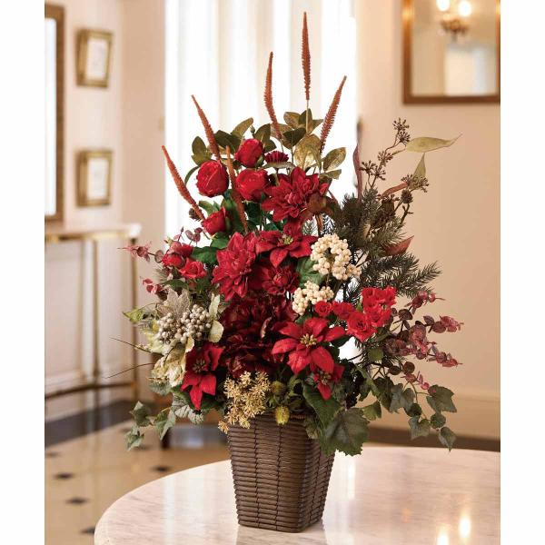 【セット販売】木製ベースとリアルな造花アレンジメント（ストレリチア等） セット販売】木製ベースとリアルな造花アレンジメント