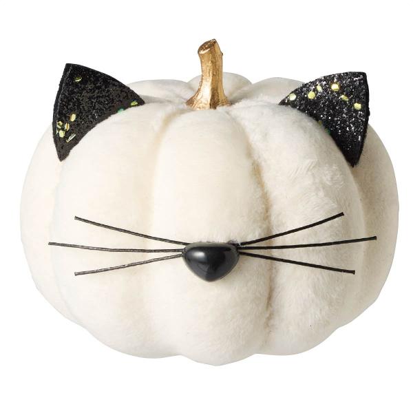 ハロウィン 飾り かぼちゃ_モノトーンキャットパンプキン 白猫 大 1個_57-100-35-3_8730-6294