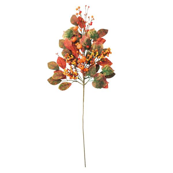 造花 インテリア 観葉植物 秋_オータムスプレー 長さ84cm ベリーリーフ 1本_57-8-5-3_7621-536