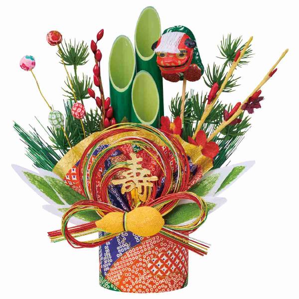 門松 正月飾り 造花 門松作り_ミニモダン門松 寿 1個_58-185-5-3_7892