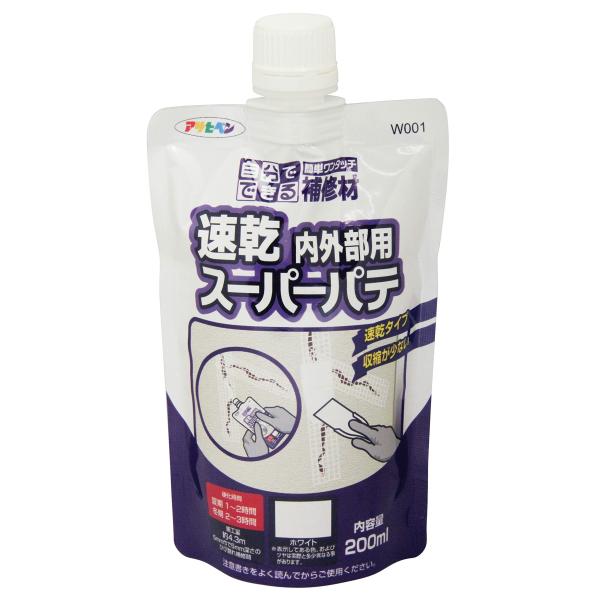 他サイト： アサヒペン(Asahipen) ワンタッチ速乾スーパーパテ 200ML W001 ホワイトの商品画像