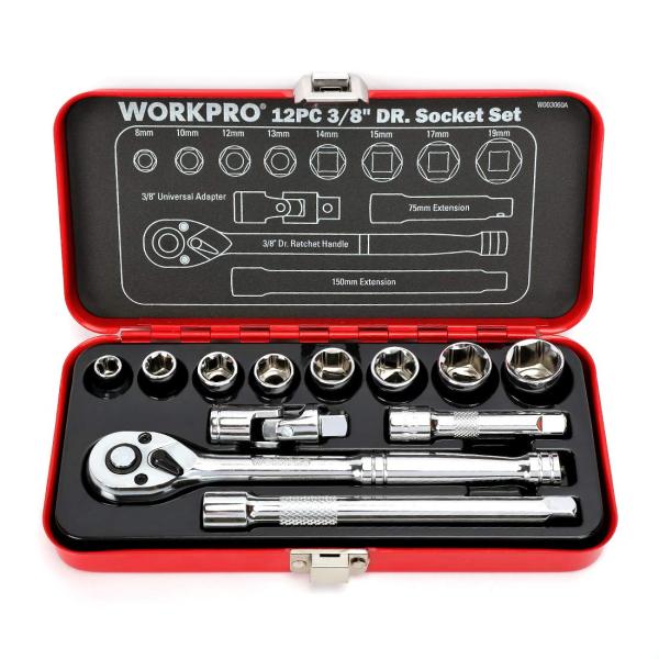 WORKPRO ソケットレンチセット ガレージツールセット ラチェットレンチ 差込角9.5mm（3/8インチ） クイックリリースラチェットハ