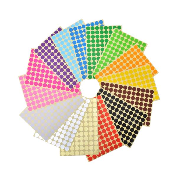 丸シール カラーシール (１５mm/１５色/１１５５片) シール 丸 丸シールアート タックシール 丸型シール かわいい ご褒美シール ラベ