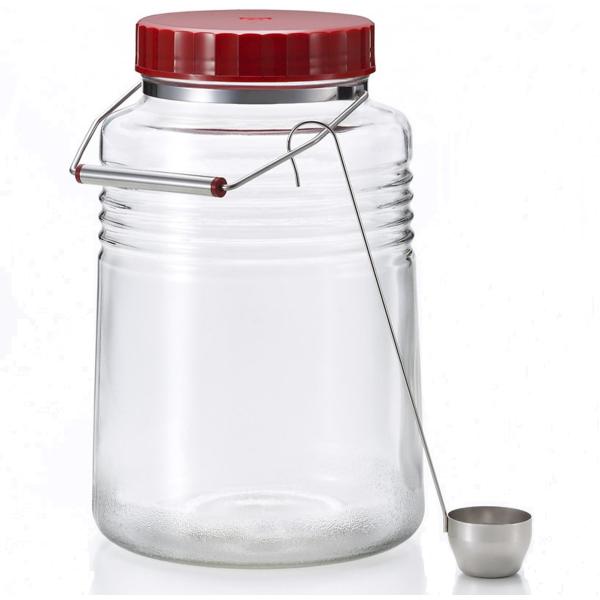 アデリア(ADERIA) 復刻 梅びん 4L日本製 個箱入 保存容器 梅酒瓶 梅瓶 昭和 レトロ 保存瓶 レトロ レードル付 米びつ 果実酒