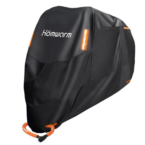 他サイト： Homwarm バイクカバー 300D厚手 防水 紫外線防止 収納バッグ付き(XXXL, ブラック)の商品画像