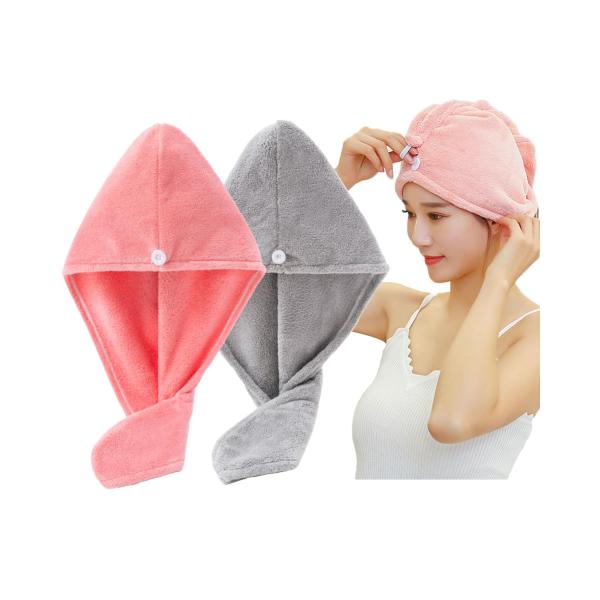 他サイト： ヘアドライタオル ドライキャップ 2枚セット 速乾 髪タオル 長い髪専用 軽量 シャワーキャップ 強い吸水性 お風呂上がり ふわもこ ヘアタの商品画像