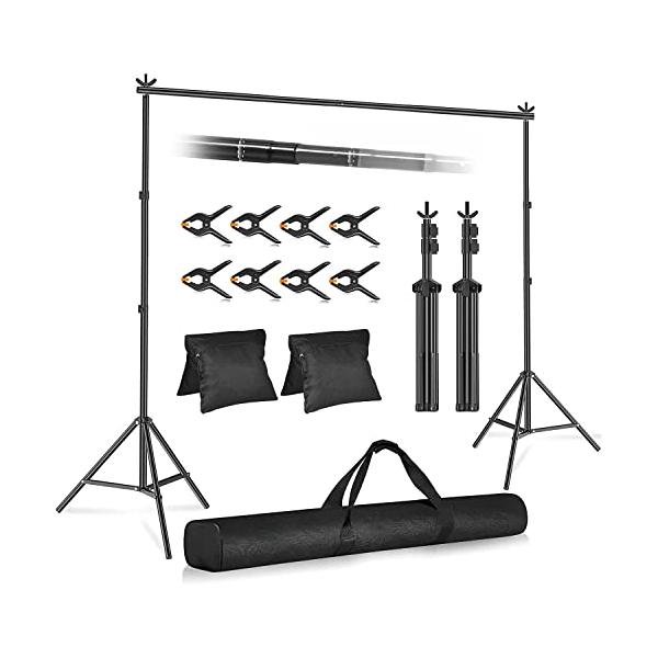 EMART 背景スタンド 撮影スタンド 200x300cm 幅、高さ調節可能 背景布/グリーンバック 生放送、web会議、ビデオ通信、動画な