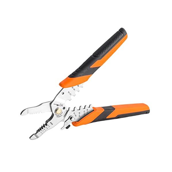 VANJOIN ワイヤーストリッパー/端子圧着ペンチ、多機能ワイヤーストリッパー 電気工事用 電工工具、ステンレス鋼 ストリッパー、ワイヤー