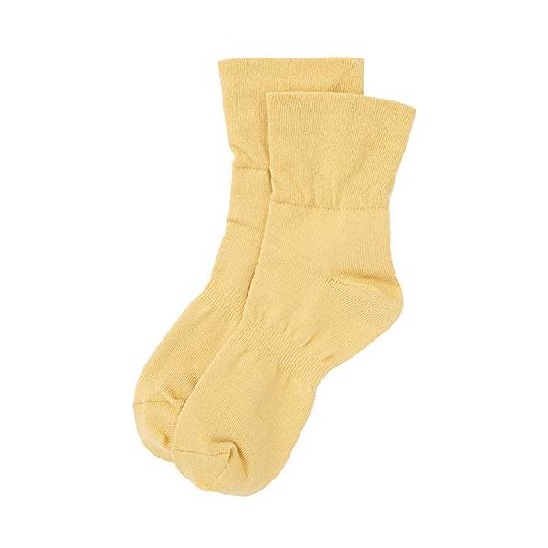 歩くぬか袋 締め付けない 靴下 レディース 米ぬか繊維 保湿 履き口 ゆったり ソックス 無地 日本製 ギフト 23-25cm (マスタード