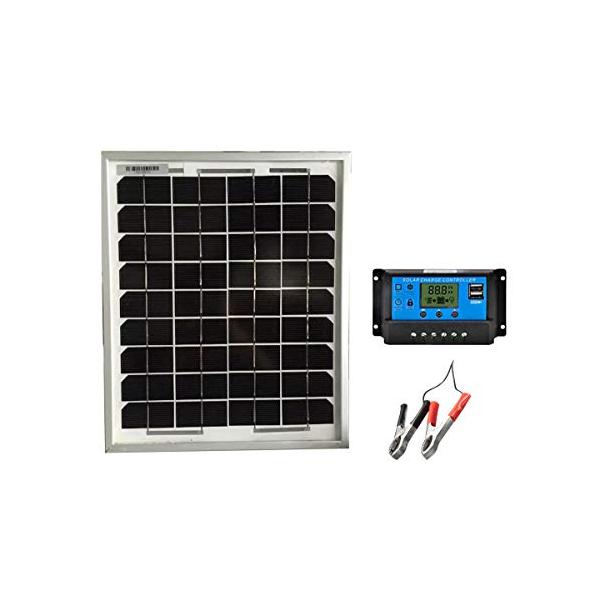 SAYA 12ｖバッテリーへ充電用 10W ソーラーパネル1枚 10A 12v/24v コントローラーつき
