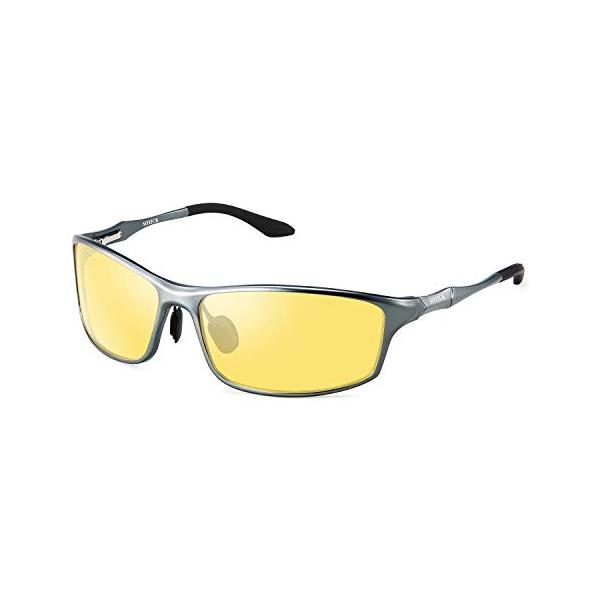 SOXICK 夜間 運転 偏光 ナイト サングラス メンズ イエロー uv400 夜用 ドライブ 夜 クリアレンズ 夜用 ナイトドライブ ナ