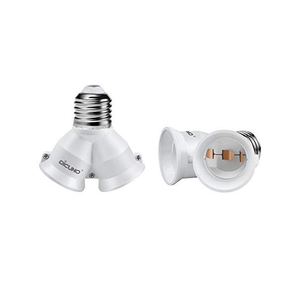 DiCUNO E26口金アダプター 2分岐ソケット E26→E26 延長ソケット 2個セット