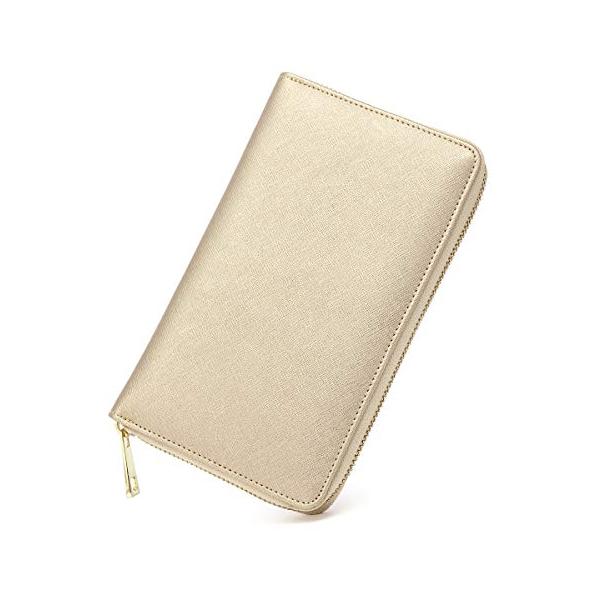 他サイト： honey&amp;blue 通帳ケース 磁気防止 本革 YKKファスナー 大容量 貴重品ケース 家計管理 (ゴールド)の商品画像