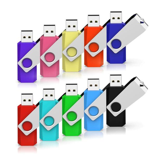 RAOYI USBメモリ4GB USB2.0 10個セット フラッシュドライブ 回転式 まとめ買い 10色 カラフル メモリスティック スト