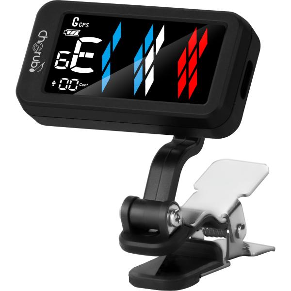 国内正規品チェルブ Cherub 著名ミュージシャンも使用 USB Type-C充電式クリップチューナー 見やすいディスプレイ ウクレレやベ