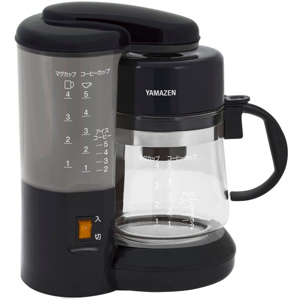 他サイト： 山善 コーヒーメーカー 650ml 5杯用 ドリップ式 アイスコーヒー 簡単操作 保温機能 水量目盛り付き コンパクト ブラック YCA-5の商品画像