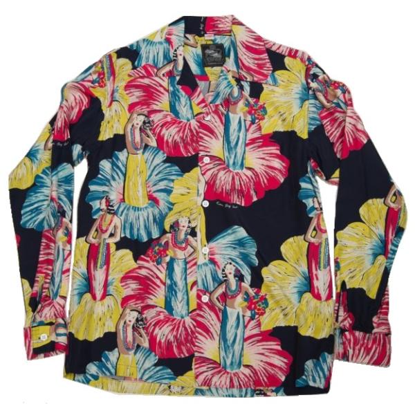 kona bay hawaii コナベイハワイ 長袖 アロハシャツ フラガール
