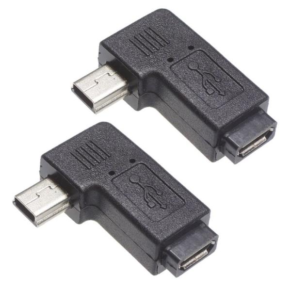 KAUMO USB 変換コネクタ 2個パック (mini-Bオス / micro-Bメス 横L型 左向き) KM-UC212D