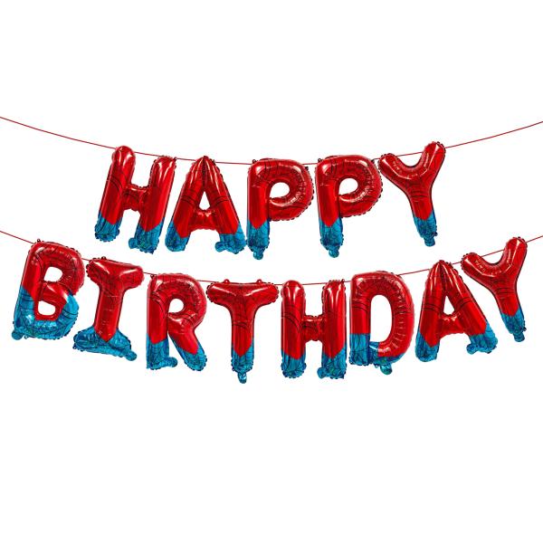 赤と青のグラデーション文字風バルーン、誕生日おめでとう、ボーイテーマアルミフィルムバルーン、誕生日飾り