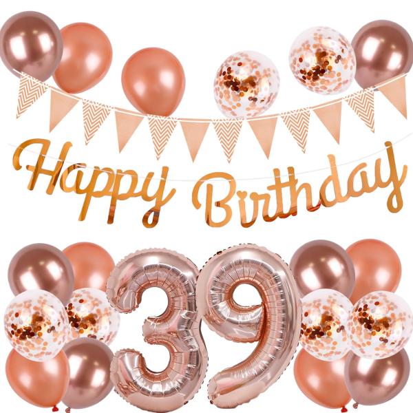 39歳 誕生日 バルーン 風船 セット 大きい 40inch ローズゴルード 誕生日 数字 バルーン 付け 約100cm ハッピー バースデ