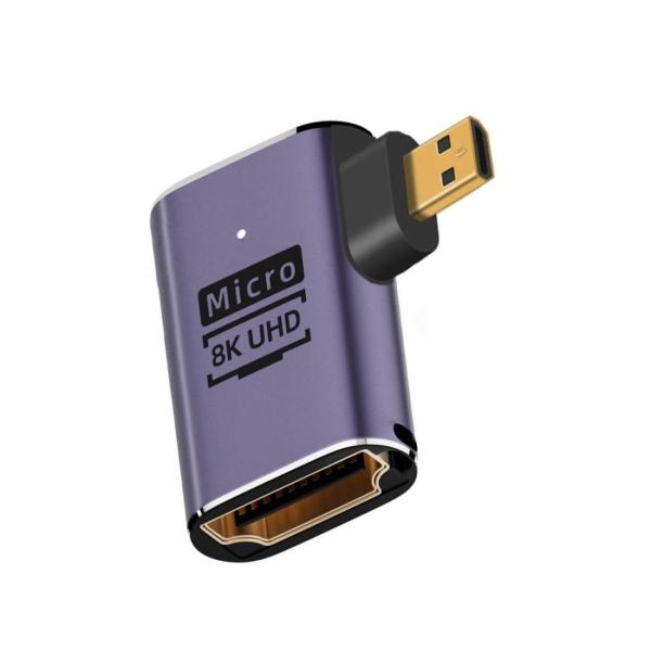chenyang CY Micro HDMI 2.1 コンバーターアダプター Micro HDMIオス-HDMIメス 90度 直角 UHD