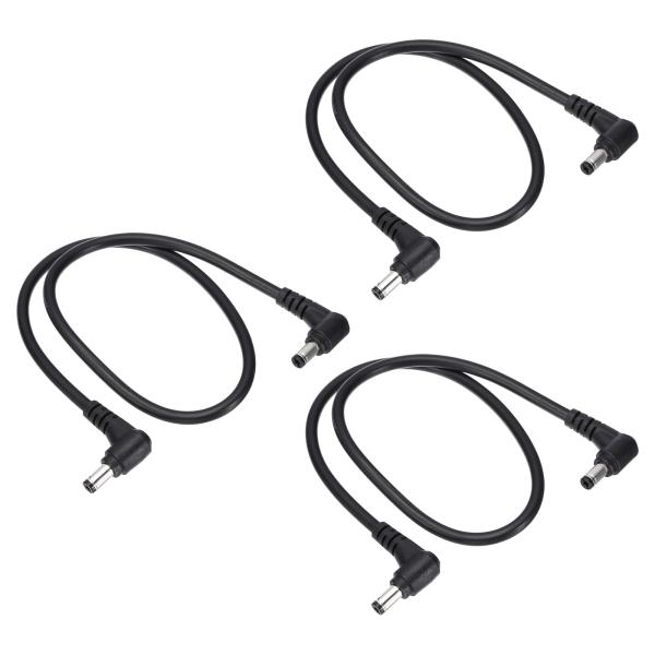 PATIKIL 2フィート 5.5 x 2.1mm オス - オス DC 電源ケーブル 3個 18A WG ワイヤ アダプタ 90 度直角コ