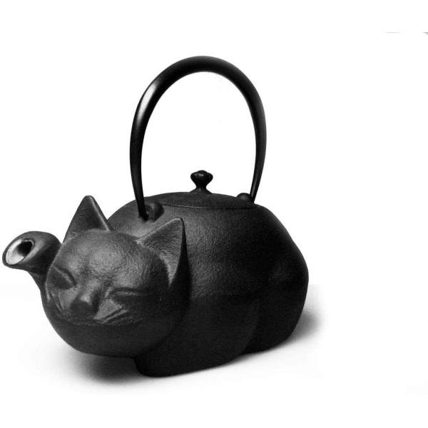 南部鉄瓶 南部鉄器 急須 クロネコ 猫 ネコ 日本製 岩手県 : Store  