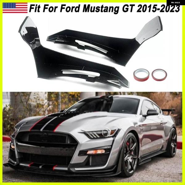 並行輸入品 2ピース フロント バンパー コーナースポイラー カーボン調 2015-2018 フォード マスタング クーペ コンバーチブル