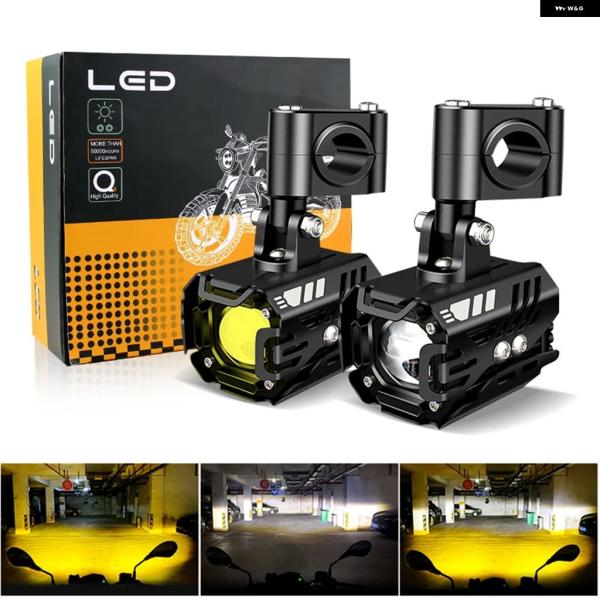 並行輸入品 オートバイ LED スポットライト1セット 12V 電動車両補助ライト 遠近両用ライト 接線ライト 点滅 レンズ 18000LM