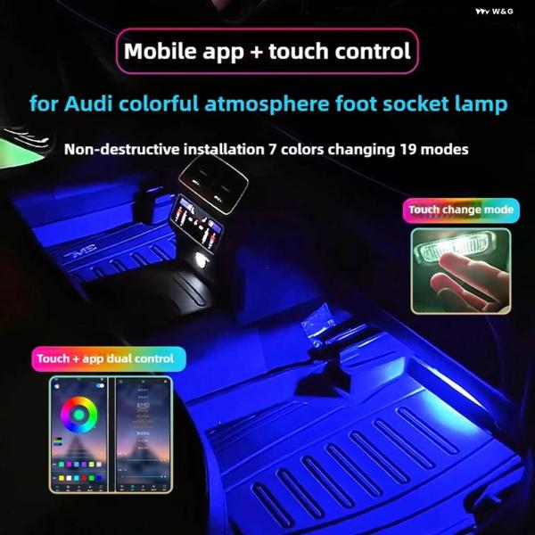 並行輸入品 LED 車内 ムードランプ フットウェルライト 装飾 アウディ A1 A4 B7 B8 B9 A5 A6 C6 C7 A7 A8 TT Q3 Q5 