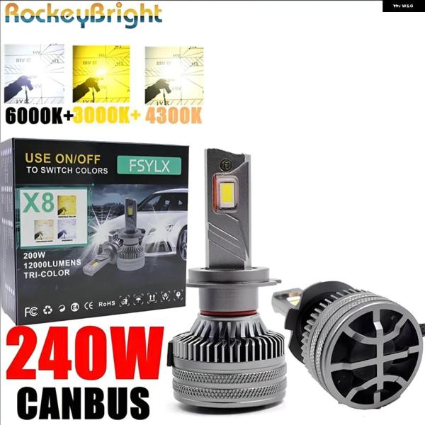 並行輸入品 H18 240W LED ヘッドライト 高輝度 車用 フォグランプ 4300K 6000K 3000K H7 H1 9005 H4 12V 24V対応 3色 30000LM