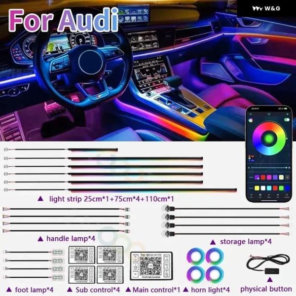 並行輸入品 RGB 22IN1 車内アクリル車内 アンビエントライト アウディ