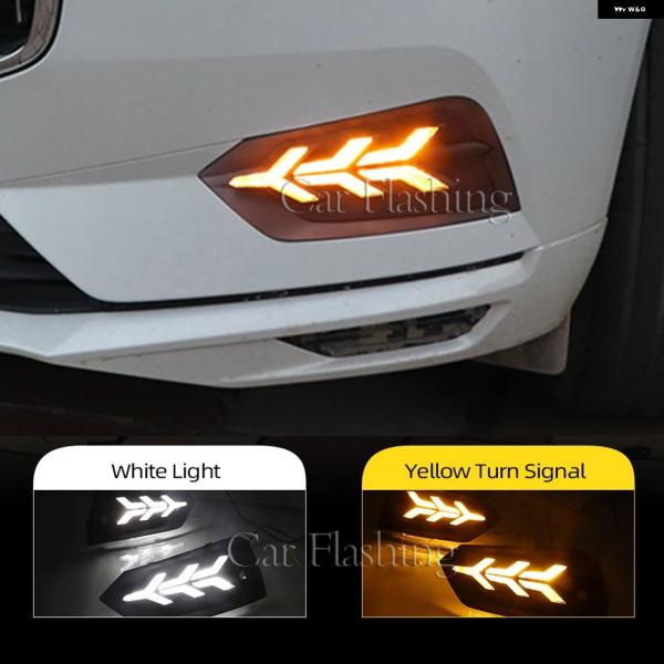 並行輸入品 ボルボ XC60 2018 2019 2020 LED デイタイム 2個 セット 流れる ウィンカー 機能 12V DRL フォグランプ カバー