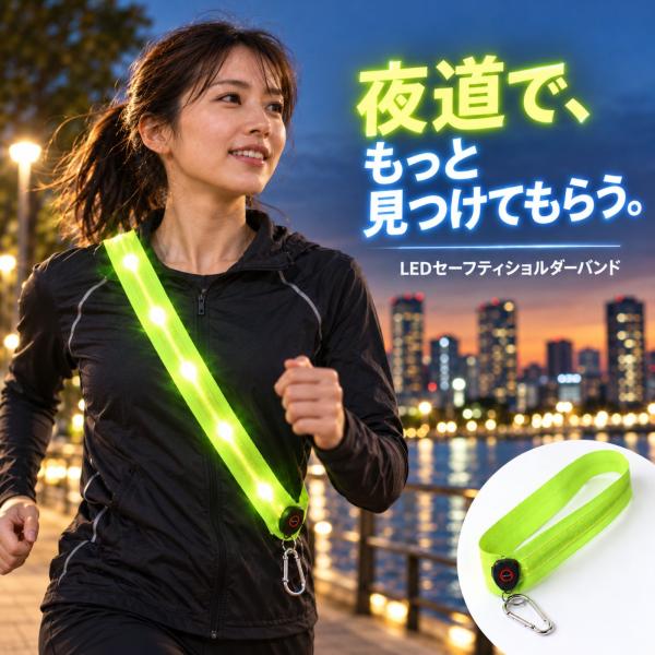 LED たすき 光る ランニングライト 充電式 夜間 ランニング ウォーキング 犬の散歩 通学 子供 大人 2サイズ 斜め掛け AXIS FIT