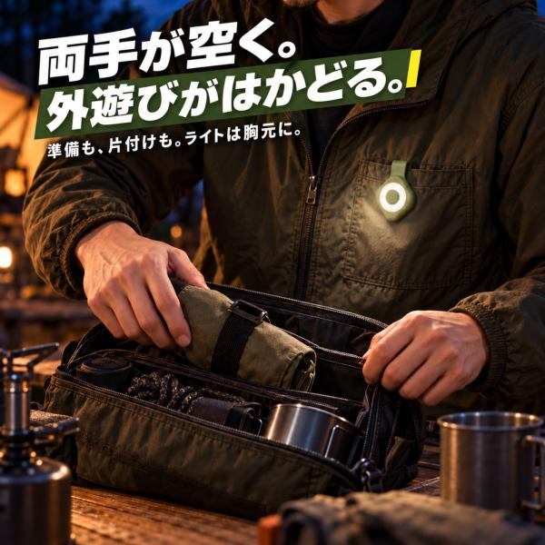 �}�O�l�b�g���C�g LED���C�g �[�d�� 350lm �A�E�g�h�A ���^���C�g �N���b�v���C�g �L�����v ��ނ� ��Ɠ� �n���Y�t���[ USB-C 3�F ���i�摜2