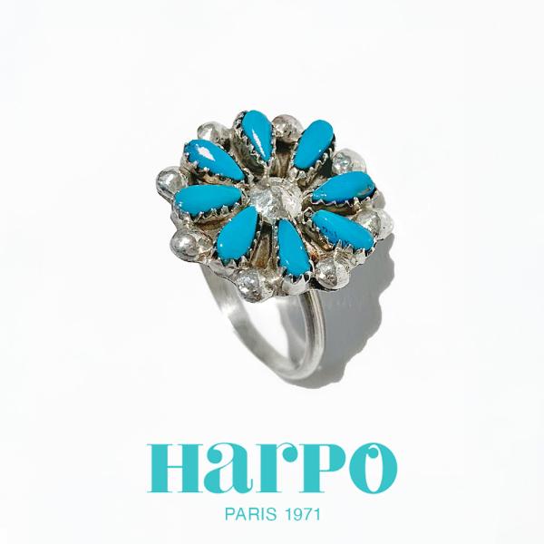 HARPO アルポ Zuni Turquoise Flower Silver Ring BAW23 ズニ ターコイズ フラワー シルバー リング インディアンジュエリー ハルポ インディアンジュエリー