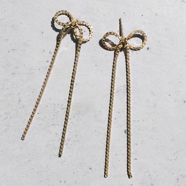 SASKIA DIEZ �T�X�L�A �f�B�c Bow Earrings ���{�� �s�A�X �V���o�[925 �S�[���h�v���C�e�b�h ���f�B�[�X �����Y �����p �u�����h ���i�摜1