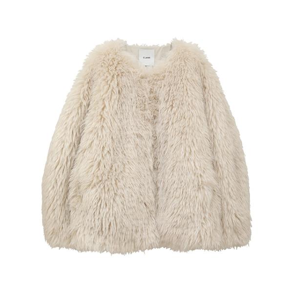 【セール】CLANE クラネ　ブラウン ファーコート CLANE - ノーカラーファーコート - NO-COLLAR FUR COAT - BROWN