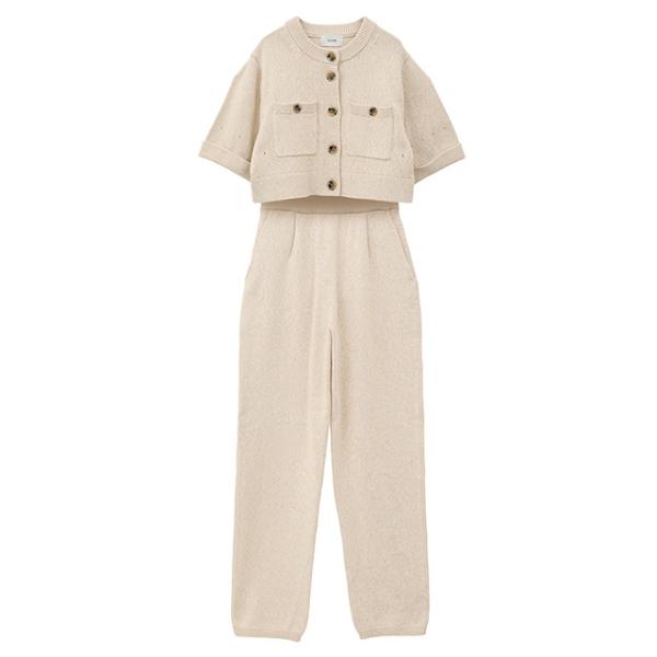 CLANE クラネ ハーフスリーブ ニット トップス & パンツ セット CLANE クラネ ハーフスリーブ ニット トップス & パンツ セット