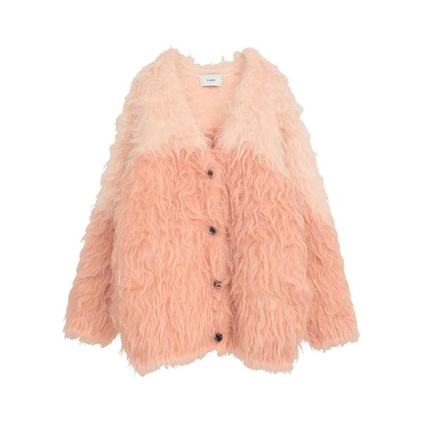 CLANE（クラネ） バイカラー シャギー ニット カーディガン BI COLOR