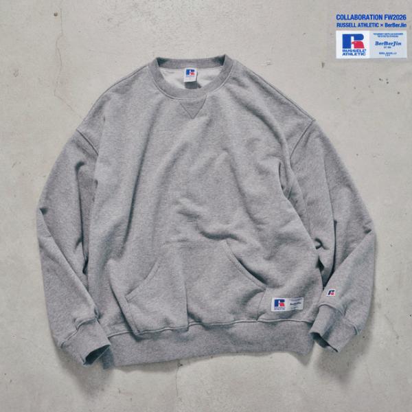 トレーナー RUSSELL × BerBerJin ラッセル ベルベルジン Nu Blend Double Face CN Sweat Heather Charcoal スウェット メンズ
