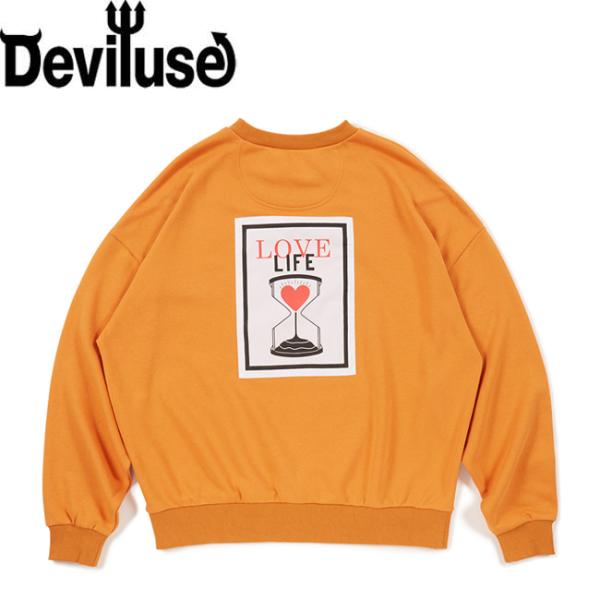 トレーナー Deviluse デビルユース Love Life Crew Neck Sweat Orange