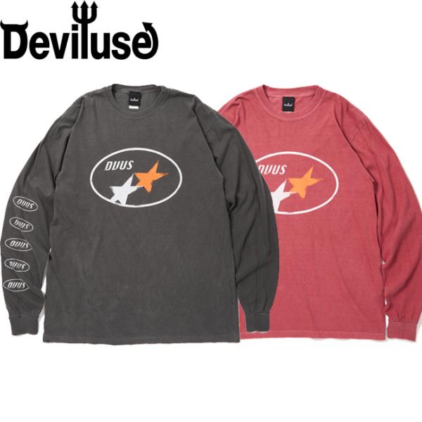 tシャツ Deviluse デビルユース Dual Star L/S T-Shirts Black Maroon 長袖tシャツ カットソー メンズ レディース