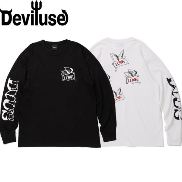 tシャツ Deviluse デビルユース Falling out of Love L/S T-Shirts Black White 長袖tシャツ カットソー メンズ レディース