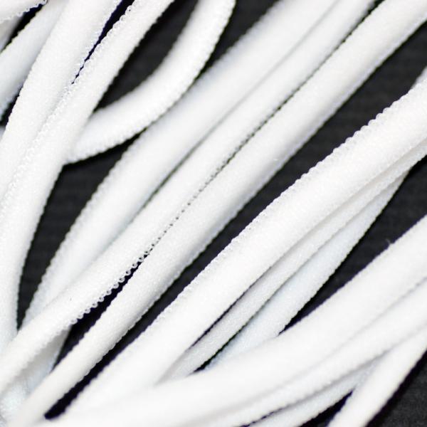 注：お一人様５メートルまでとさせていただきます。●柔らかい素材のゴム紐です。●素材：ナイロン　80％、スパンデックスのゴム　20%●韓国製●表示価格は１メートル分の価格になります。●ご注文数量に合わせてカットします。例：個数　２　でご注文の...