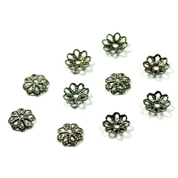 座金 花座パーツ ビーズキャップ金具 銀古美 アンティークシルバー 6mm