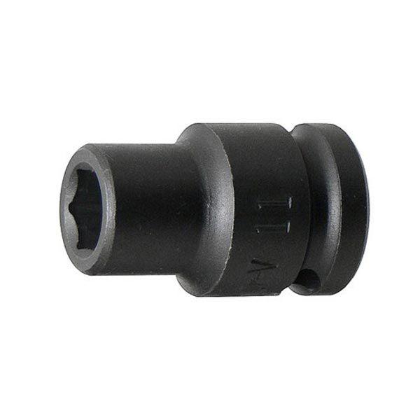素材には優れた強度・耐衝撃性を持つクロームバナジウム鋼を使用したインパクトソケットです。[差込角] 1/2"(12.7mm)[サイズ] 11mm[全長] 40mm[重量] 95g[ポイント] 6角[材質] クロームバナジウム鋼[仕上げ] 黒仕上げ